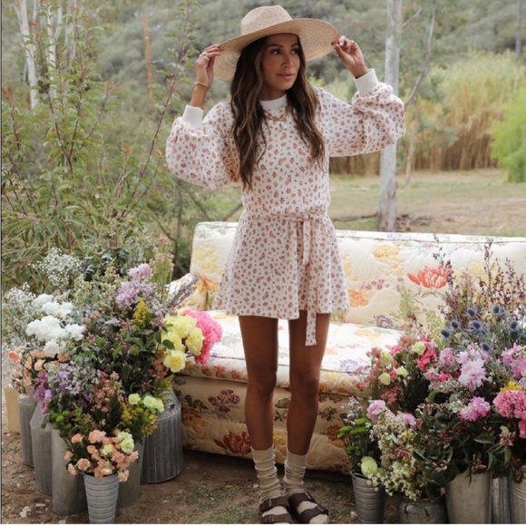 NEW Bandier x Sincerely Jules Dahlia Sweatshirt Dress / Long Sleeve, Floral / M - Picture 1 of 10